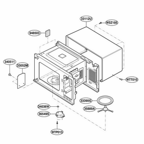 Oven Cavity Parts Diagram and Parts List for F1331E BKEAMA LG Range