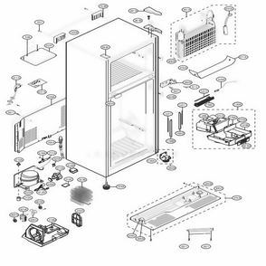 Case Parts Diagram and Parts List for 78033 ASTCSE7 LG Refrigerator