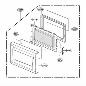 Door Parts Diagram and Parts List for MA795W01 CW5EGSE LG Microwave