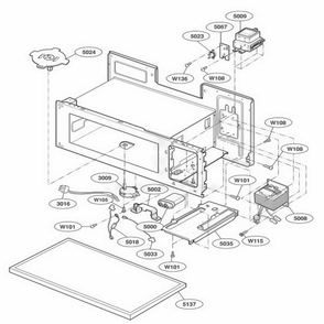 Interior Parts 1 Diagram and Parts List for KHMC107EBT AB7EKAD LG Wall Oven