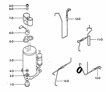 Compressor Parts Diagram and Parts List for 58075062500  Kenmore Air Conditioner