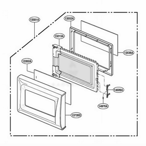 Door Parts Diagram and Parts List for UMC1061AAW KWHEMAC LG Wall Oven