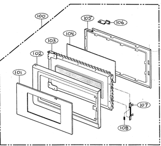 Door Parts Diagram and Parts List for MV-1304B  LG Microwave
