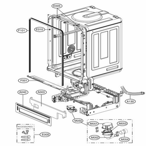 Main 1 Diagram and Parts List for LDF8764ST ASTEEUS LG Dishwasher