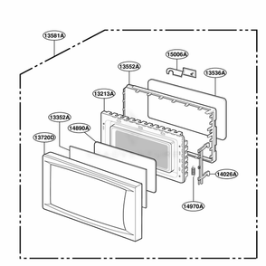Door Parts Diagram and Parts List for MS110YG KWHEGSC LG Range