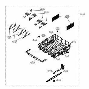 Upper Rack Assembly Diagram and Parts List for LDP7708BD ABDESNA LG Dishwasher