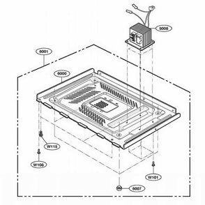 Base Plate Parts Diagram and Parts List for LD510D AG1QAMA LG Wall Oven