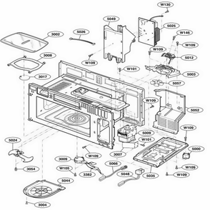 Interior Parts 1 Diagram and Parts List for 80882 AW2ESEA LG Microwave