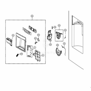 Dispenser Parts Diagram and Parts List for 74032 ASWCSE1 LG Refrigerator