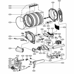 Drum And Motor Assembly Diagram and Parts List for GDP1329CGD2 ASSEELC LG Dryer