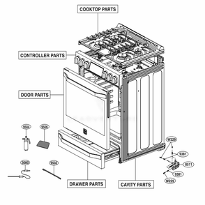 Main Diagram and Parts List for LSSG3019BD ABDESTD LG Range