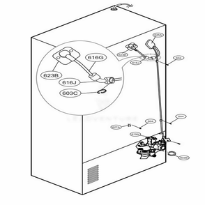 Valve And Water Tube Parts Diagram and Parts List for 74042 ASWCSE0 LG Refrigerator