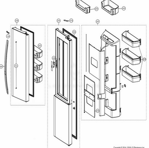 Refrigerator Door Diagram and Parts List for LSXS26366S ASTCNA7 LG Refrigerator