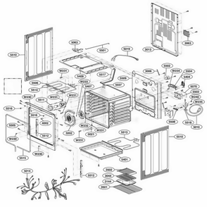 Cavity Parts Diagram and Parts List for LSB5682SW FW1LLCA LG Range