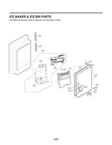 Ice Maker And Ice Bin Parts Diagram and Parts List for GR-J288NMXM AMTCNA0 LG Refrigerator