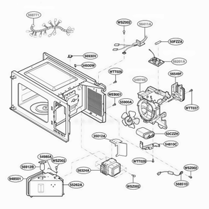 Interior Parts Diagram and Parts List for GT4175SPQ CW1EWRP LG Wall Oven