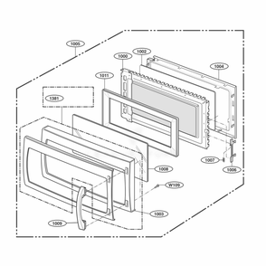 Door Parts Diagram and Parts List for 80513 AS1ESEA LG Range