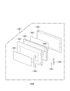 Door Parts Diagram and Parts List for MV1604SBQ01  LG Microwave