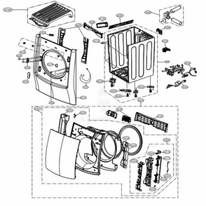 Cabinet And Door Assembly: Gas Type - Full Touch Diagram and Parts List for DLGX9001V ASSEEUS LG Washer