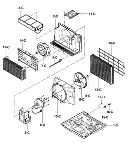 Air Handling/cycle Parts Diagram and Parts List for 58075281700  Kenmore Air Conditioner