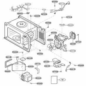 Interior Parts 1 Diagram and Parts List for JE1860CH CBSEGEU LG Wall Oven