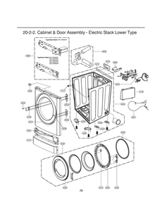 Cabinet And Door Assembly Diagram and Parts List for GDL1329QED7 ASSEELC LG Dryer
