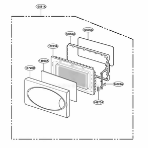 Door Parts Diagram and Parts List for MAB845SV CSLEBBY LG Microwave