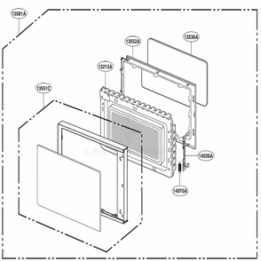 Door Parts Diagram and Parts List for MS2042DB CBKQEAS LG Wall Oven