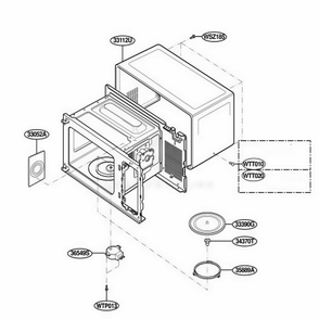 Oven Cavity Parts Diagram and Parts List for LTM9000B ABKELGA LG Range