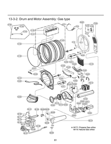 Drum And Motor Assembly Diagram and Parts List for RN13B5AS ABWESEU LG Dryer