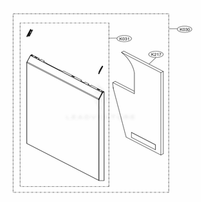 Front Cover Assembly Diagram and Parts List for LUDP8908SN ASTEEUS LG Dishwasher