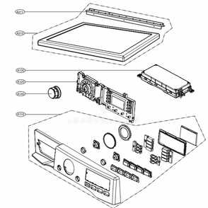 Control Panel And Plate Assembly Diagram and Parts List for DLEX3570V ASSEEUS LG Washer Dryer Combo