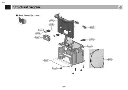 Base Assembly, Lower Diagram and Parts List for VDS-RB4HN AEWELGA LG Canister Vacuum