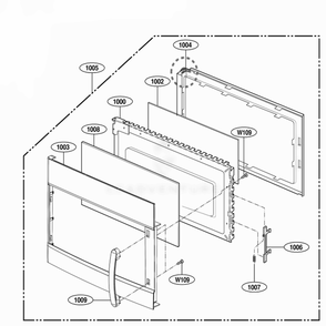 Door Parts Diagram and Parts List for 80032 CWHESEA LG Range