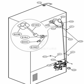 Valve And Water Tube Parts Diagram and Parts List for 71054 ABICSE3 LG Refrigerator