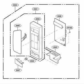 Control Panel Parts Diagram and Parts List for 65052 CWHESEA LG Wall Oven
