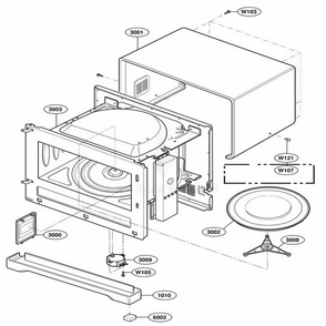 Oven Cavity Parts Diagram and Parts List for 62365 ASLESEA LG Range