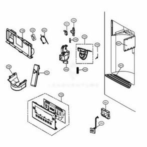 Dispenser Parts Diagram and Parts List for 72373 ASTCSE2 LG Refrigerator