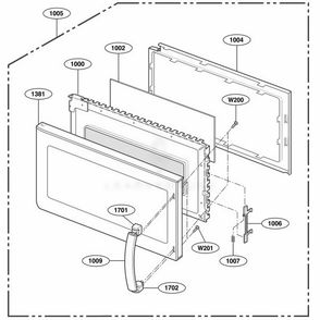 Door Parts Diagram and Parts List for HMV9306 ABKEBSU LG Range