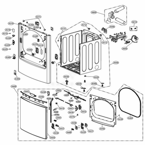 Cabinet And Door Assembly Diagram and Parts List for DLEX7700WE ABWEEUS LG Dryer