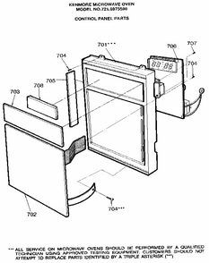 Control Panel Diagram and Parts List for 7218975590  Kenmore Microwave