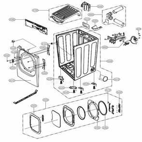 Cabinet And Door Assembly Electric Type Diagram and Parts List for DLEX4270V ASSEEUS LG Dryer