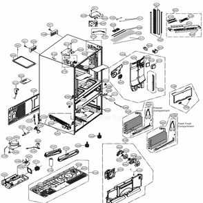 Case Parts Diagram and Parts List for 72483 ASTCSE2 LG Refrigerator
