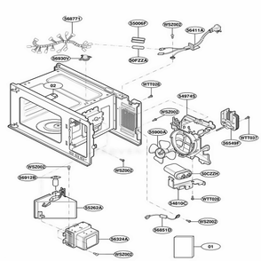 Interior Parts Diagram and Parts List for MT3130SHQ M1EWRP LG Range