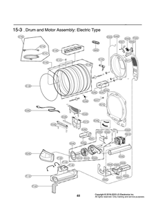 Drum And Motor Assembly Diagram and Parts List for DLEX7480LE APBEUUS LG Dryer