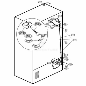 Valve And Water Tube Parts Diagram and Parts List for 78754 ABICSER LG Refrigerator