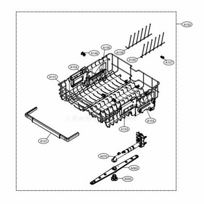 Top Rack Assembly Diagram and Parts List for 13383 ASTESEU LG Dishwasher