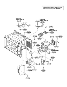 Oven Interior Parts Diagram and Parts List for LCRM1240ST01  LG Microwave