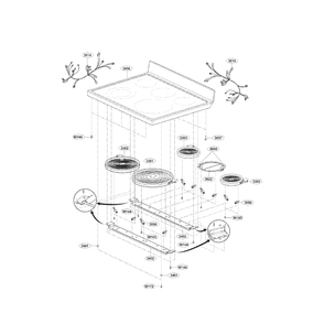 Cooktop Diagram and Parts List for LRE30453WW 01 LG Range