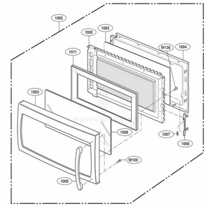 Door Parts Diagram and Parts List for LMV1915NVBS ABSELGA LG Range